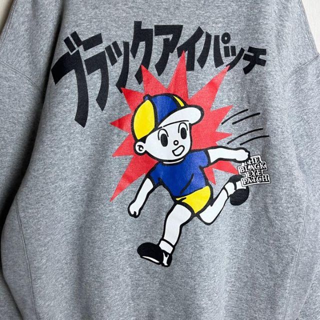 人気Lサイズ】ブラックアイパッチ☆両面ロゴ入りパーカー 飛び出し坊や