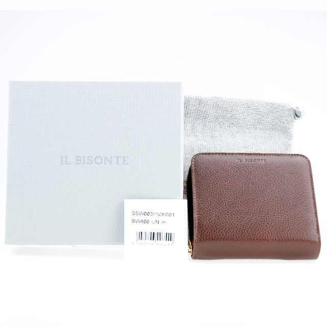 IL BISONTE(イルビゾンテ)のイルビゾンテ 財布 二つ折り レザー 本革 ダークブラウン こげ茶 ミニ財布 レディースのファッション小物(財布)の商品写真