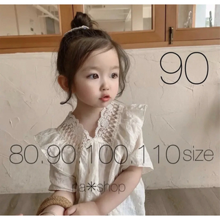 ✳︎ベビーキッズ　刺繍ブラウス　トップス　ワンピース　チュニック　韓国子供服90(ブラウス)