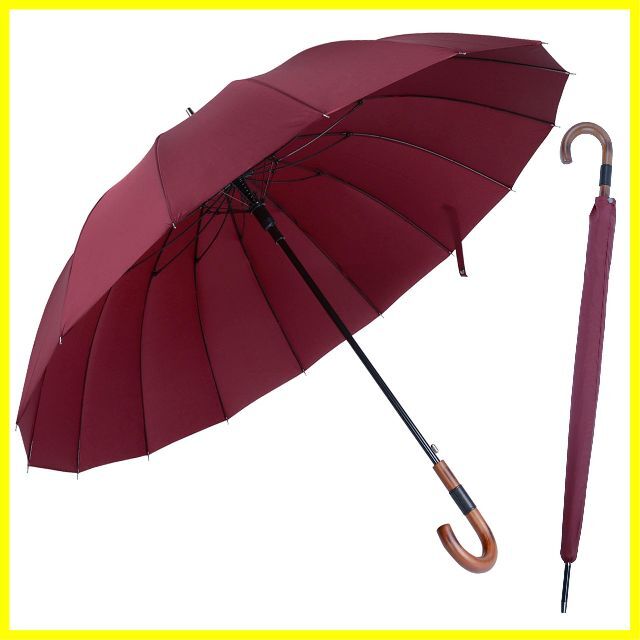 【サイズ:16本骨_色:赤色】Aiyoupin傘 メンズ 傘 16本骨 紳士傘