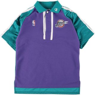 チャンピオン(Champion)の古着 チャンピオン Champion AUTHENTIC ATHLETIC APPAREL NBA UTAH JAZZ ユタジャス ハーフジップ 半袖 ポロシャツ メンズM /eaa318295(ポロシャツ)