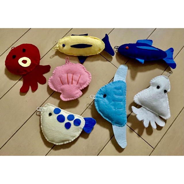 ハンドメイド　フェルト　さかなつり遊びセット　魚釣り　海の生き物 ハンドメイドのキッズ/ベビー(おもちゃ/雑貨)の商品写真