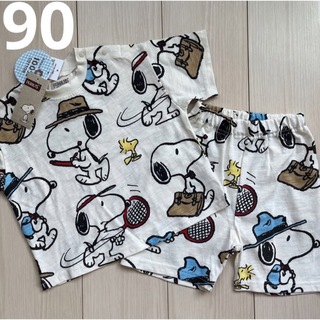 スヌーピー(SNOOPY)の【スヌーピー】総柄 セットアップ☆Tシャツ・ハーフパンツ 90(Tシャツ/カットソー)