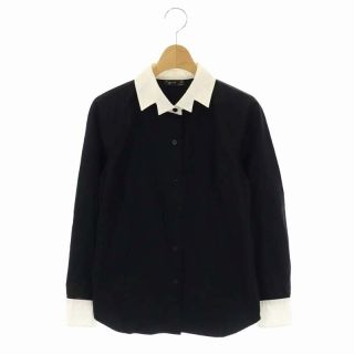 アニエスベー(agnes b.)のアニエスベー agnes b. クレリックシャツ 長袖 バイカラー 黒 白(シャツ/ブラウス(長袖/七分))