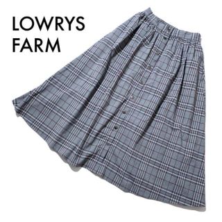 ローリーズファーム(LOWRYS FARM)のローリーズファーム ロングスカート F ウール チェック柄 ウエストゴム 古着(ロングスカート)