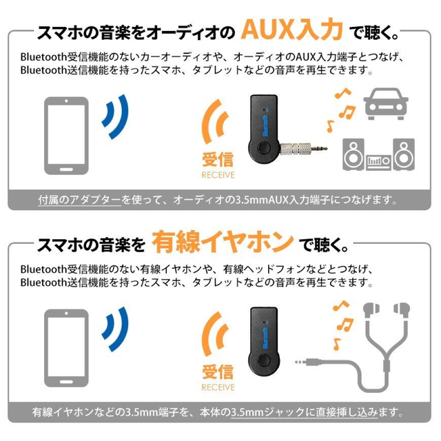 Bluetooth レシーバー ブルートゥース カーオーディオ  2個セット スマホ/家電/カメラのオーディオ機器(その他)の商品写真