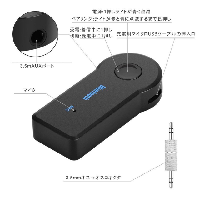 Bluetooth レシーバー ブルートゥース カーオーディオ  2個セット スマホ/家電/カメラのオーディオ機器(その他)の商品写真