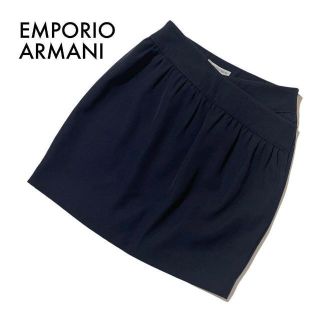 エンポリオアルマーニ(Emporio Armani)のイタリア製エンポリオアルマーニ ミニスカート ネイビー無地 38 M 古着 美品(ミニスカート)