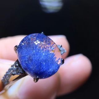 ⭐︎【天然】ブルールチル デュモルチエライト リングs925 12x10.7mmの
