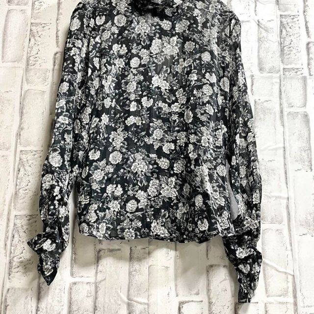 ZARA ザラ.  ノーカラーコート　花柄　総柄　M