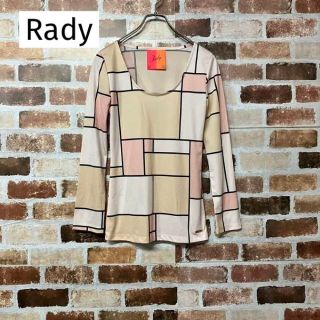 レディー(Rady)の【Rady】日本製スクエア柄Uネックカットソー(Tシャツ(長袖/七分))