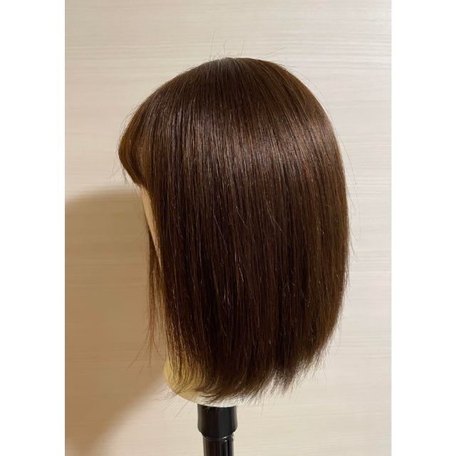❤新品高品質 全人毛100% 広範囲 人工皮膚 ストレート 部分 茶 30cm❤ 4