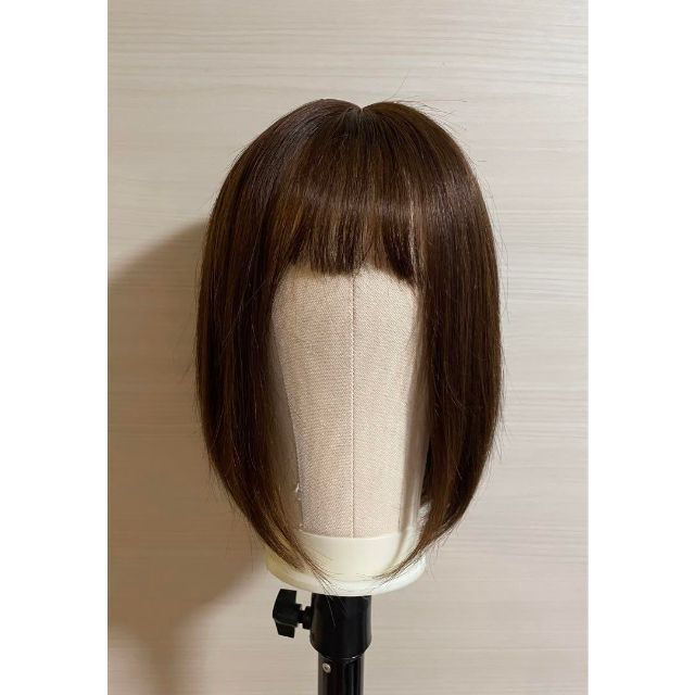 ❤新品高品質 全人毛100% 広範囲 人工皮膚 ストレート 部分 茶 30cm❤ 6