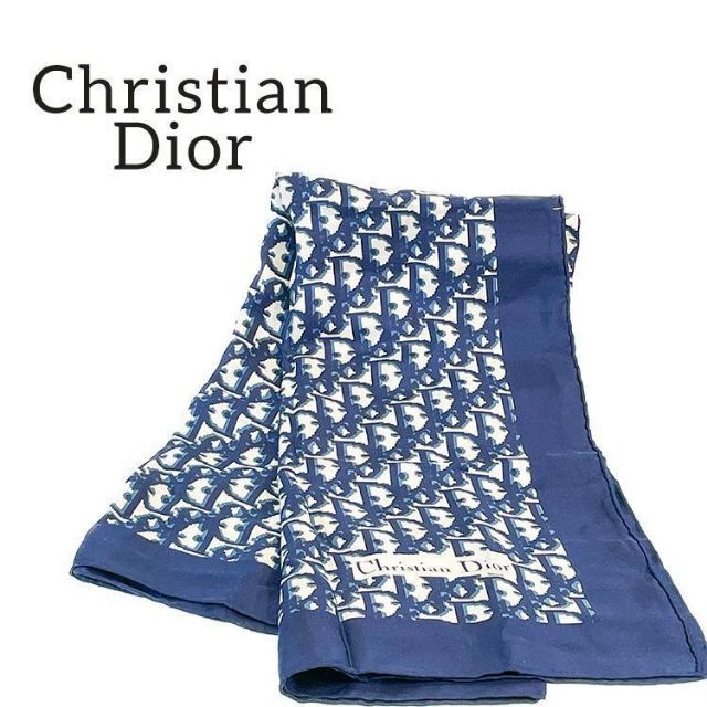 Dior クリスチャン ディオール スカーフ ブルー トロッター柄 世界的に