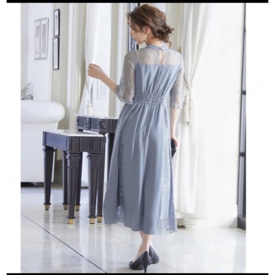 ビスチェ風ハイネックワンピースドレス レディースのフォーマル/ドレス(ロングドレス)の商品写真