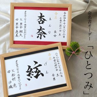 命名書オーダー　水引フレーム「ひとつみ」(命名紙)