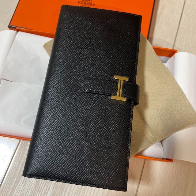 HERMES エルメス べアンスフレ 長財布 ブラック ゴールド金具 新品未