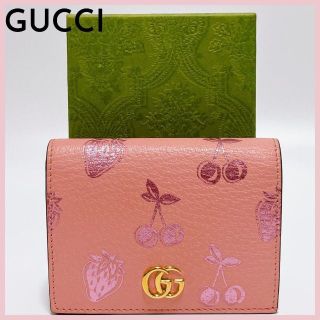 Gucci - グッチ 456126 レザー GGマーモント さくらんぼ イチゴ 折り