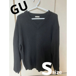ジーユー(GU)のGU メンズ　Vネック　ニットトップス　Sサイズ　ブラック(ニット/セーター)