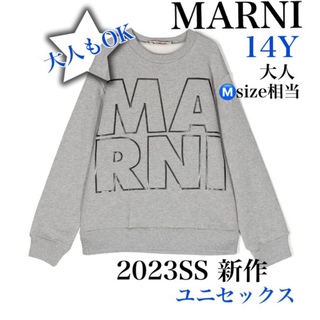 新品 マルニ コットン製カラーネック スエットシャツ ロゴ入り Mサイズ 14y