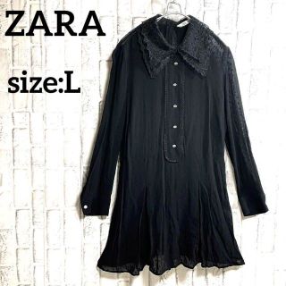 ZARAザラ レースフラワービジューミニドレス ミニワンピース ブラック