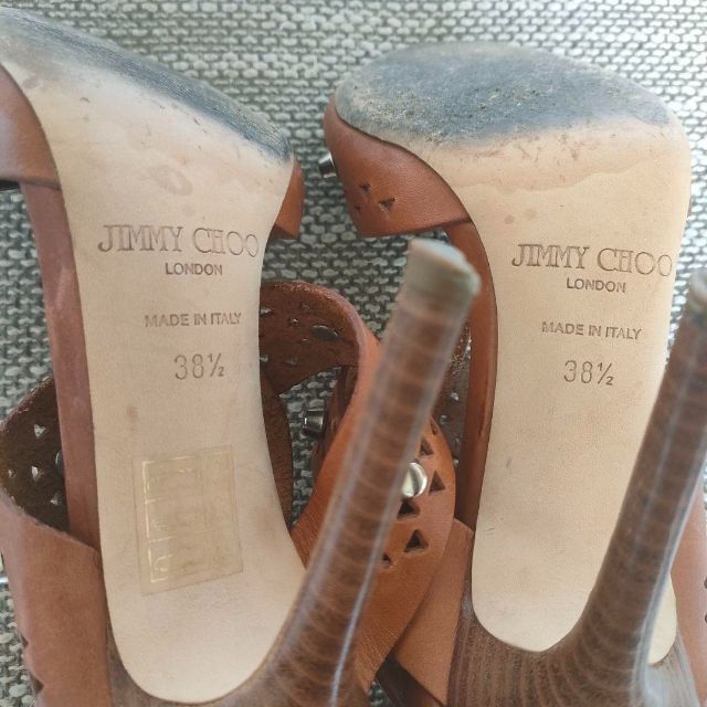 JIMMY CHOO(ジミーチュウ)のジミーチュウ スタッズ ハイヒール サンダル size38 1/2 ブラウン レディースの靴/シューズ(ハイヒール/パンプス)の商品写真