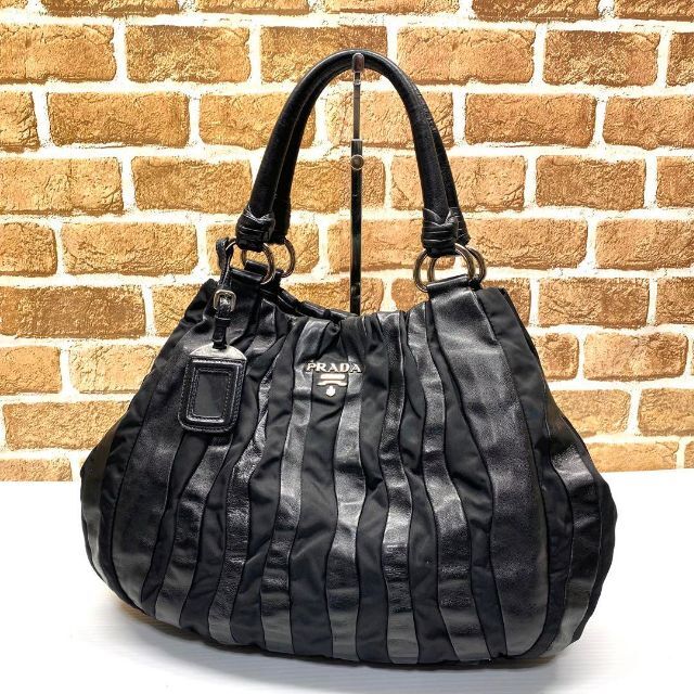 美品!PRADA レザー×ナイロン パッチワーク トートバッグ 5393 玄関先