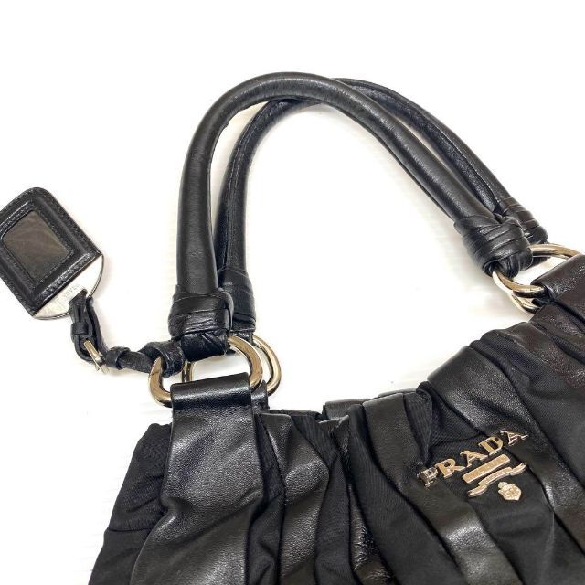 美品!PRADA レザー×ナイロン パッチワーク トートバッグ 5393