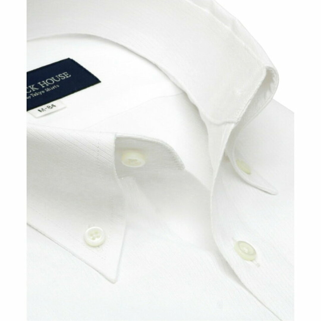 【ホワイト】(M)【透け防止】 ボタンダウンカラー 長袖 形態安定 ワイシャツ