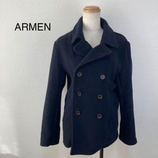 ARMEN アクリル混 ネイビーフードコート