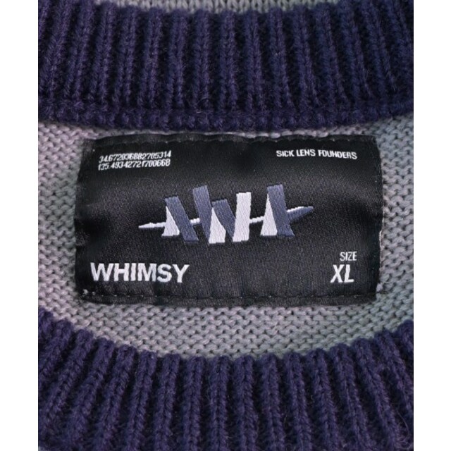 WHIMSY ウィムジー ニット・セーター XL グレーx紫 - ニット/セーター