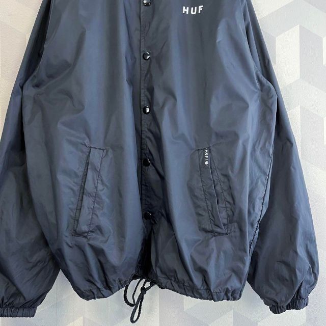 HUF】バックフォトプリント ナイロン コーチ ジャケット 黒 ハフ