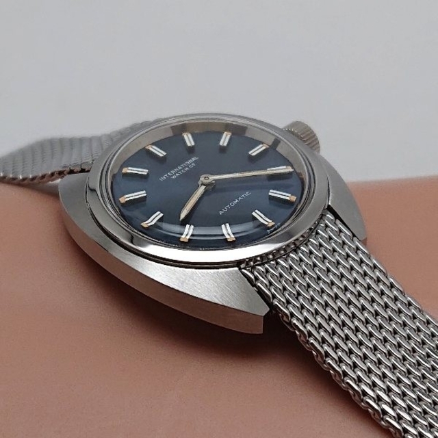 OH済 1970年製 IWC レディース 自動巻き ネイビー お魚リューズ極上品