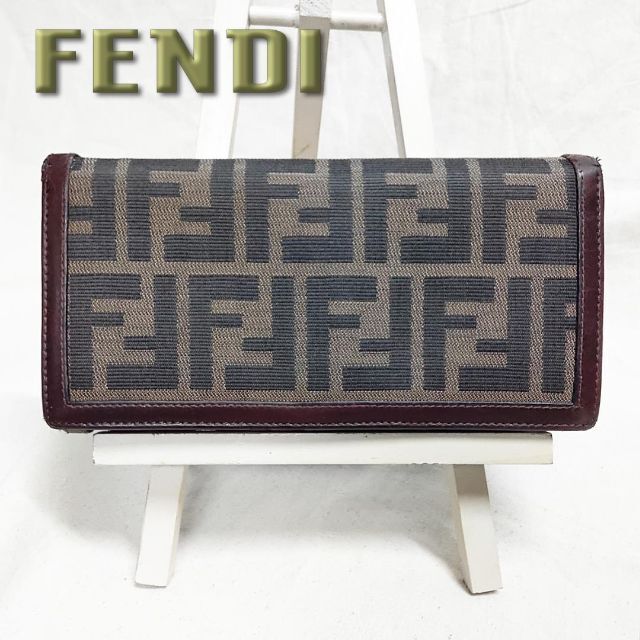 良品 FENDI フェンディ 長財布 FFロゴ ズッカ柄 フラップ 30851