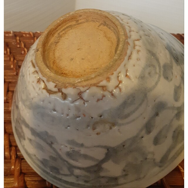 中国古美術 中国古陶磁器 古玩 明朝明代 呉須 青華古染付 花に渦巻き文様 茶碗