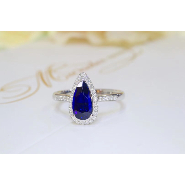 天然 ロイヤルブルーサファイア ダイヤ リング1.38ct k18 f