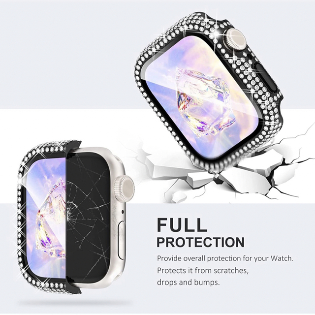 Apple Watch(アップルウォッチ)のApple Watch 7 8 45 41 カバー キラキラ ケース　ブラック スマホ/家電/カメラのスマホアクセサリー(保護フィルム)の商品写真