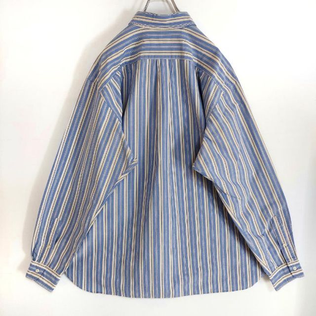 Ralph Lauren(ラルフローレン)の90s ラルフローレン BDストライプシャツ 2XL ブルー 水色 黄色 紺 メンズのトップス(シャツ)の商品写真