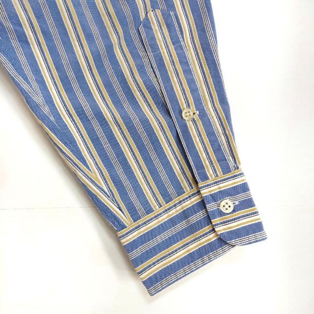 Ralph Lauren(ラルフローレン)の90s ラルフローレン BDストライプシャツ 2XL ブルー 水色 黄色 紺 メンズのトップス(シャツ)の商品写真