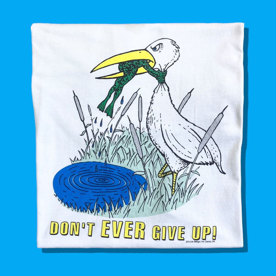 90s GILDAN ヴィンテージTシャツ メッセージ グラフィック イラスト-