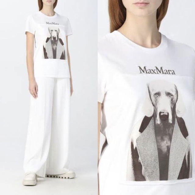 MAX MARA MMDOG T-SHIRT LOGO Tシャツ ロゴ付 白 S