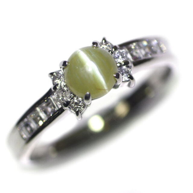 Pt900 クリソベリル キャッツアイ ダイヤモンド リング 1.17ct D0.43ct