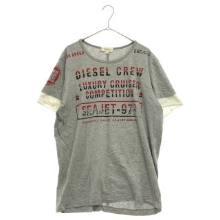 ディーゼル(DIESEL)のDIESEL ディーゼル 総柄テキストプリント半袖Tシャツ　グレー　レッド(Tシャツ/カットソー(半袖/袖なし))