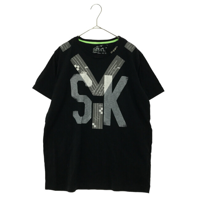 DIESEL(ディーゼル)のDIESEL ディーゼル SYK　フロントプリントクルーネック半袖Tシャツ　ブラック メンズのトップス(Tシャツ/カットソー(半袖/袖なし))の商品写真