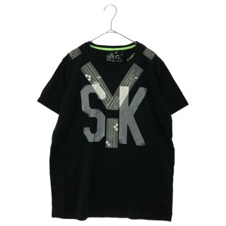 ディーゼル(DIESEL)のDIESEL ディーゼル SYK　フロントプリントクルーネック半袖Tシャツ　ブラック(Tシャツ/カットソー(半袖/袖なし))