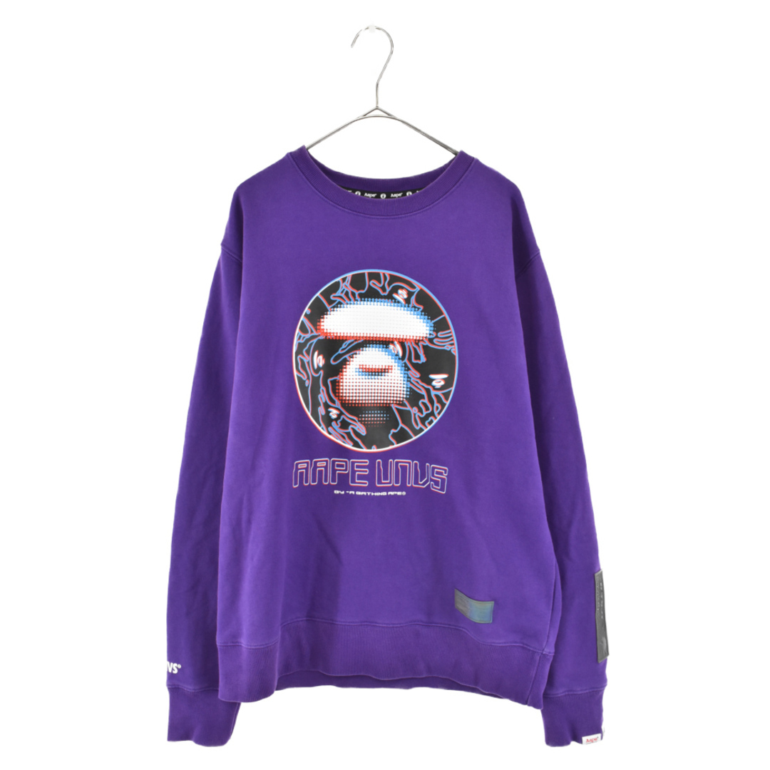 ボーダー】アベイシングエイプ/スウェット ワンポイント 紫×グレー BAPE-