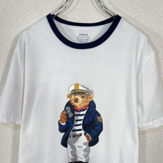 ポロラルフローレン(POLO RALPH LAUREN)の【美品・ポロベア】ポロラルフローレン　Tシャツ　船長　リンガー　ロゴ　プリント(Tシャツ/カットソー(半袖/袖なし))