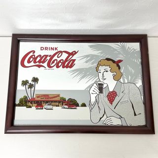 ☆1680 【レア】コカコーラ パブミラー 鏡 アンティーク 55×40cm www