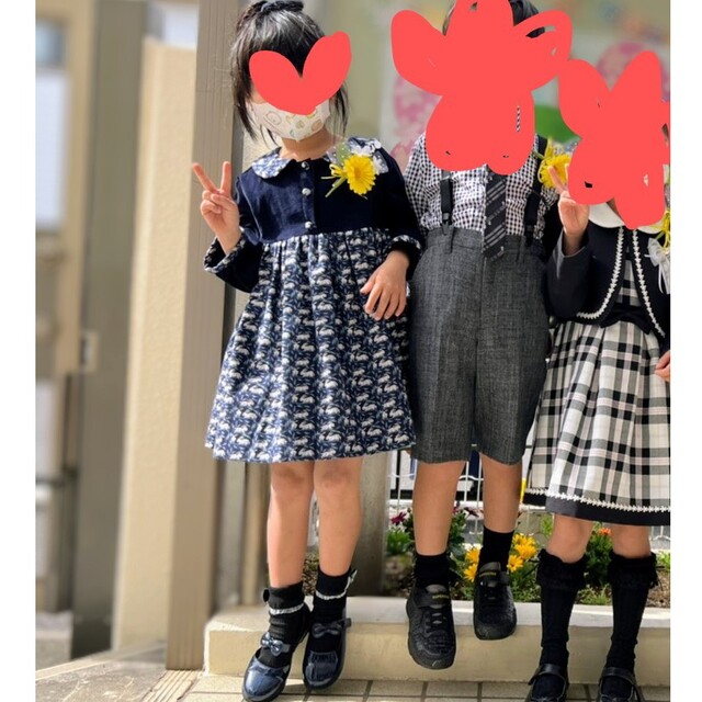 コーデュロイワンピース卒園、入学式の写真あり。 キッズ/ベビー/マタニティのキッズ服女の子用(90cm~)(ワンピース)の商品写真