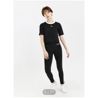 アディダス(adidas)の1度試着しました。黒。クロップドTシャツです。(シャツ/ブラウス(半袖/袖なし))